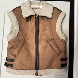 Faux suede & shearling vest - size medium